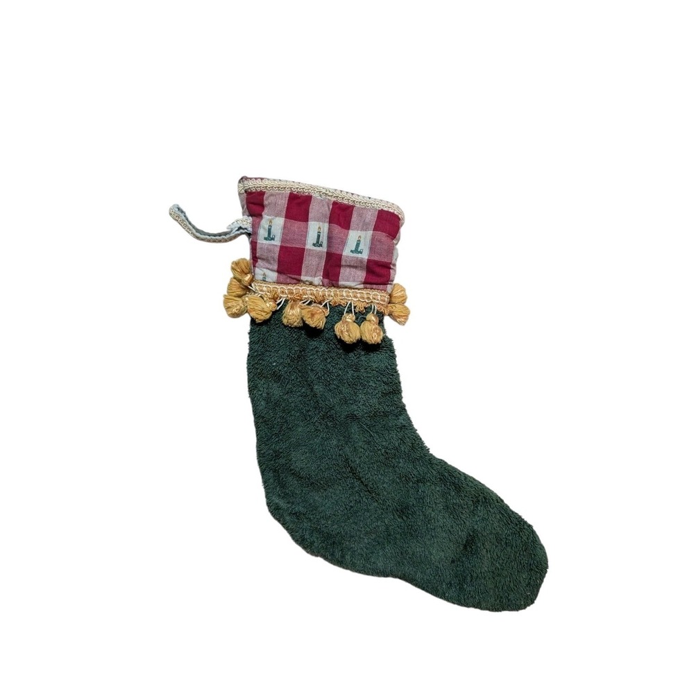 Vintage Handmade Christmas Stocking Candlestick Towel